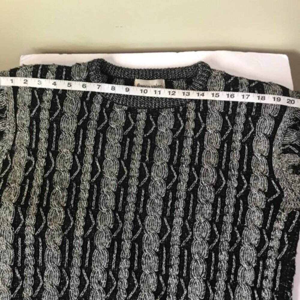 Franco Valeri Vintage 80s Cable Knit Metallic Knit Sweater Top Tunic Chunky Rare - Picture 12 of 15
